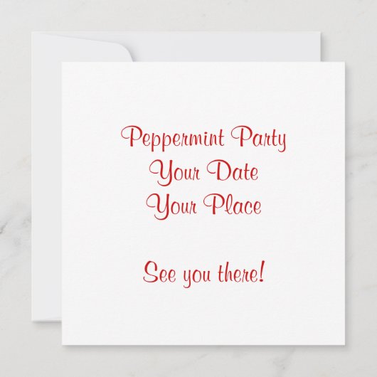 Peppermint Snoep Invitation Kaart (Achterkant)