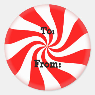 Peppermint Snoep Kerstcadeau Tags Ronde Sticker