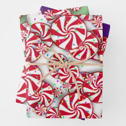 Peppermint Snoep Kerstmis Inpakpapier Vel (In situ)