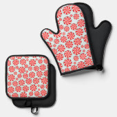 Peppermint Snoep Kerstmis Ovenwant & Pannenlap Set (Voorkant / Achterkant)