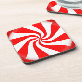 Peppermint Snoep kerstset van 6 kurk Onderzetters (Linkerzijde)