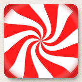 Peppermint Snoep kerstset van 6 kurk Onderzetters (Voorkant)