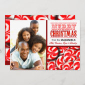 Peppermint Snoep Merry kerstfoto Collage Feestdagenkaart (Voorkant / Achterkant)