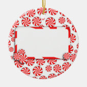Peppermint-Snoep met Label Keramisch Ornament (Voorkant)