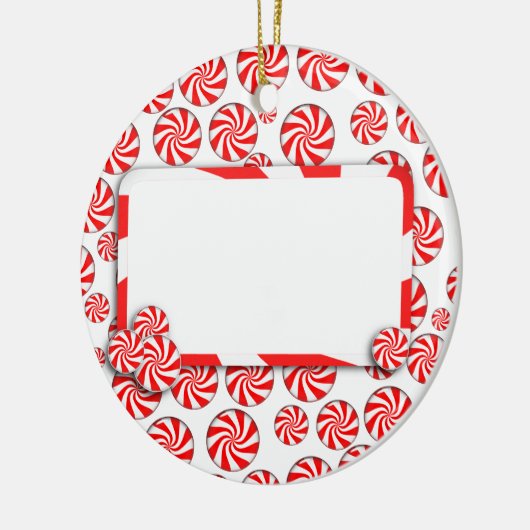 Peppermint-Snoep met Label Keramisch Ornament (Links)