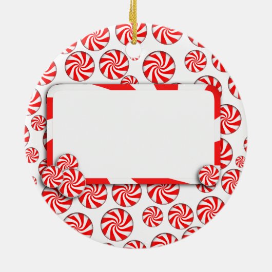 Peppermint-Snoep met Label Keramisch Ornament (Achterkant)