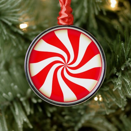 Peppermint-Snoep Metalen Ornament (Boom)
