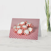 Peppermint-Snoep op gingham Feestdagen Kaart (Voorkant)