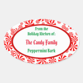 Peppermint Snoep Patroon Editable Oval Sticker