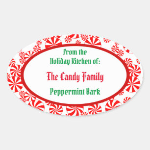 Peppermint Snoep Patroon Editable Oval Sticker