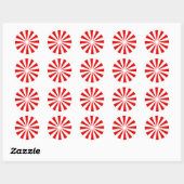 Peppermint Snoep Red White Stripe Ronde Sticker (Vel)