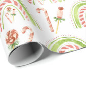 Peppermint Snoep Regenboogroze kerst Cadeaupapier (Rol Hoek)