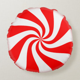 Peppermint Snoep Round Holiday Pillow Rond Kussen