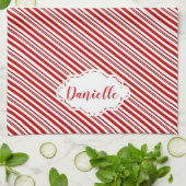 Peppermint snoep streep gepersonaliseerd theedoek (Gevouwen)