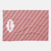 Peppermint snoep streep gepersonaliseerd theedoek (Horizontaal)