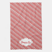 Peppermint snoep streep gepersonaliseerd theedoek (Verticaal)