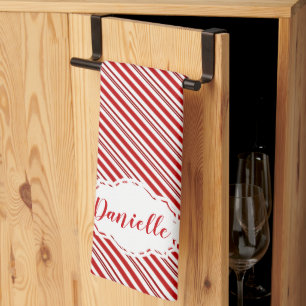 Peppermint snoep streep gepersonaliseerd theedoek