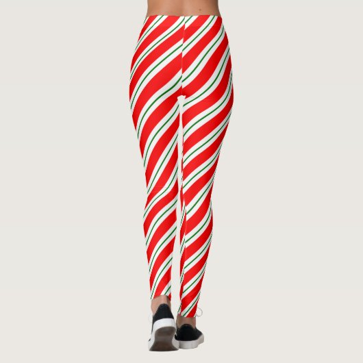 Peppermint Snoep Stripe-feestdag Leggings (Achterkant)