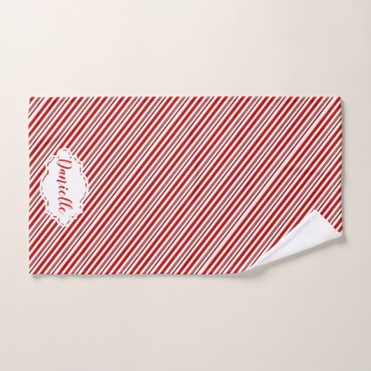 Peppermint snoep stripe op maat bad handdoek (Handdoek)