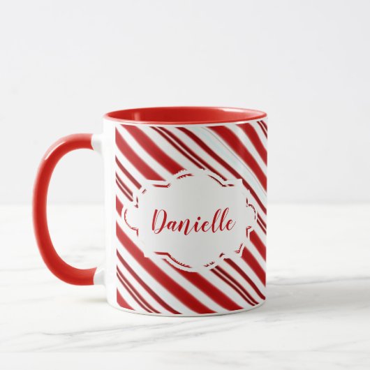 Peppermint snoep stripe op maat mok (Links)