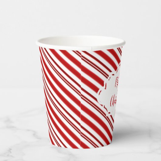 Peppermint snoep stripe op maat papieren bekers (Rechts)