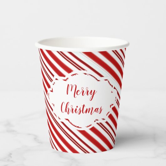 Peppermint snoep stripe op maat papieren bekers (Voorkant)