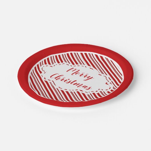 Peppermint snoep stripe op maat papieren bordje (Gekanteld)