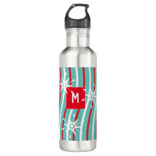 Peppermint Snoep Stripes Monogram Naam Roestvrij Waterfles