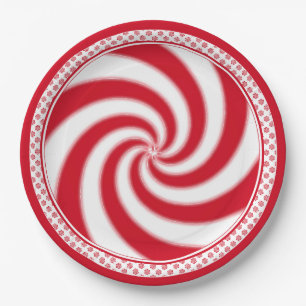 Peppermint Snoep Swirl-kerstfeestdag Papieren Bordje