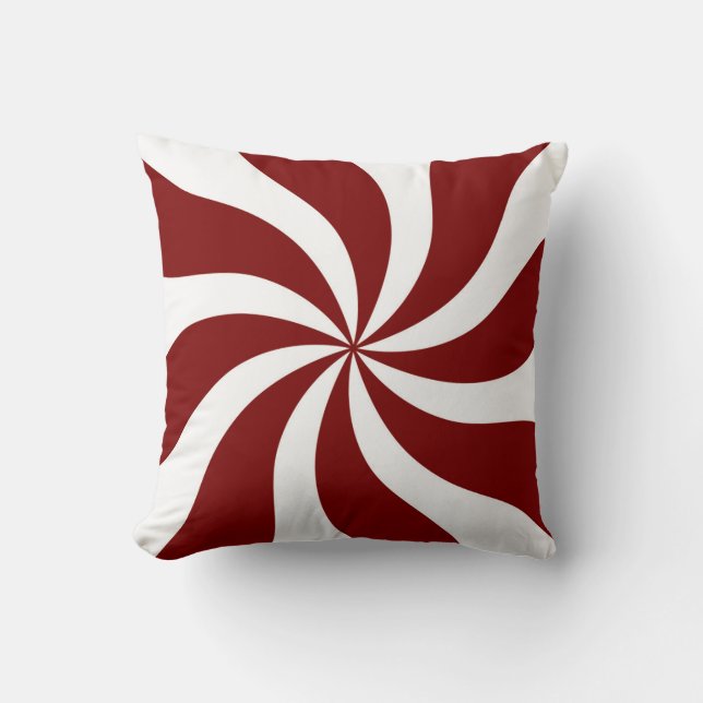 Peppermint Snoep Swirl Red en White Kussen (Voorkant)