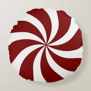 Peppermint Snoep Swirl Red en White Rond Kussen