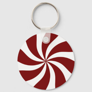 Peppermint Snoep Swirl Red en White Sleutelhanger