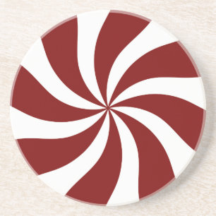 Peppermint Snoep Swirl Red en White Zandsteen Onderzetter