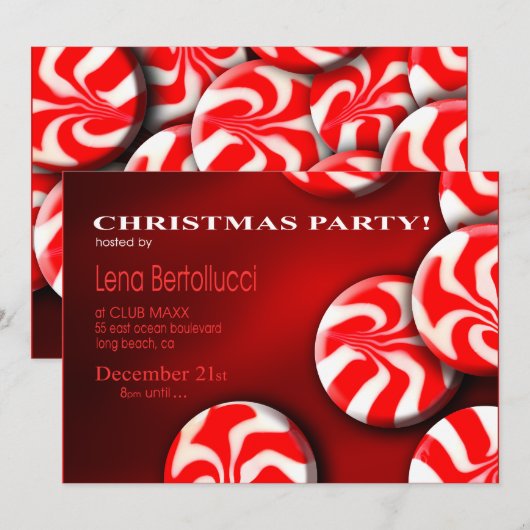 Peppermint Snoep - Uitnodiging voor Kerstmis (Voorkant / Achterkant)