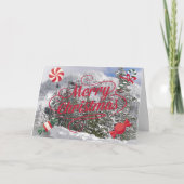 Peppermint-Snoepjes en wintersneeuwkerstKaart Feestdagen Kaart (Voorkant)