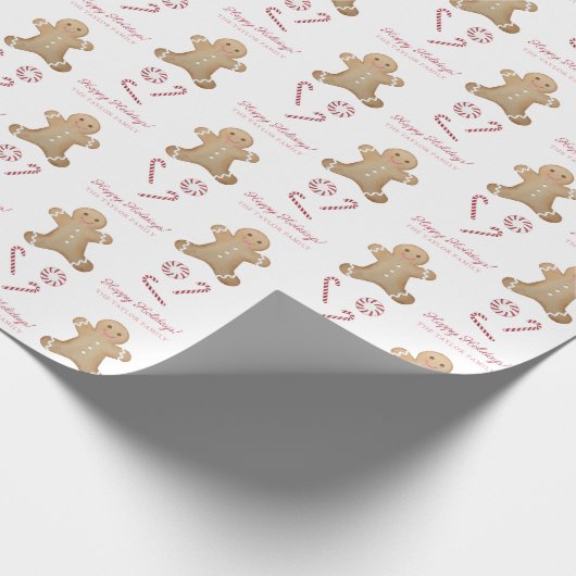 Peppermint Snoepjes Gingerbrood Prettige feestdage Cadeaupapier (Hoek)