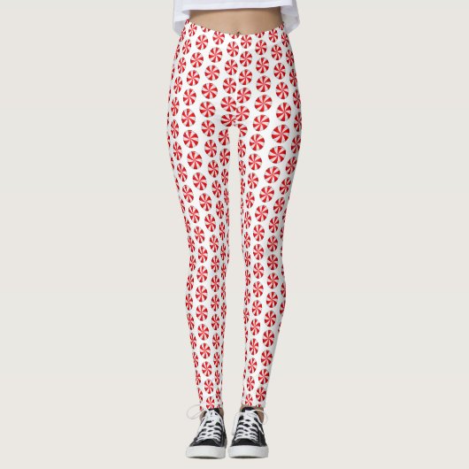 Peppermint Snoepjes Kerstmis Leggings (Voorkant)