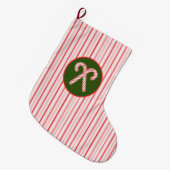 Peppermint/snoepriet kerststuring grote kerstsok (Voorkant (Hangend))