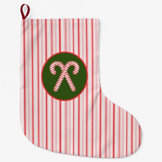 Peppermint/snoepriet kerststuring grote kerstsok (Voorkant)