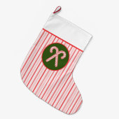 Peppermint/snoepriet kerststuring grote kerstsok (Voorkant (Hangend))