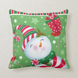 Peppermint Snowman Pillow Kussen