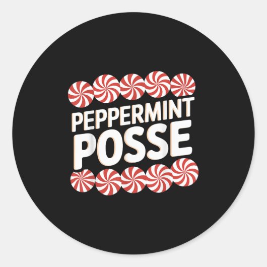 Peppermint Sse Festive Christmas Candy Theme Famil Ronde Sticker (Voorkant)