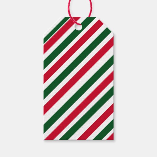 Peppermint Stick Stripes in Red, Green, and White Cadeaulabel (Voorkant)