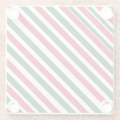 Peppermint Stick Stripes in Red, Green, and White Glazen Onderzetter (Achterkant)