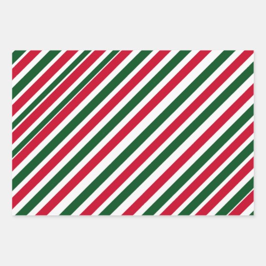 Peppermint Stick Stripes in Red, Green, and White Inpakpapier Vel (Voorkant 3)