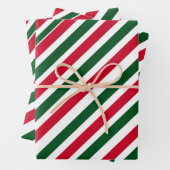Peppermint Stick Stripes in Red, Green, and White Inpakpapier Vel (In situ)