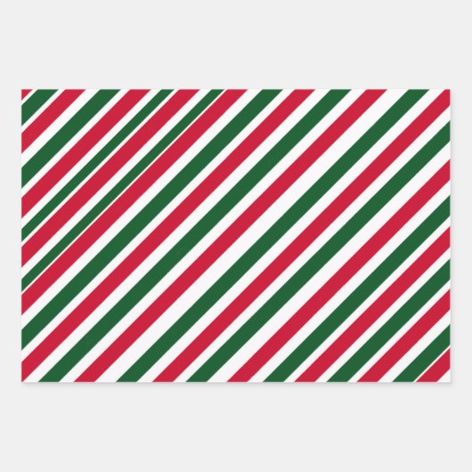 Peppermint Stick Stripes in Red, Green, and White Inpakpapier Vel (Voorkant)
