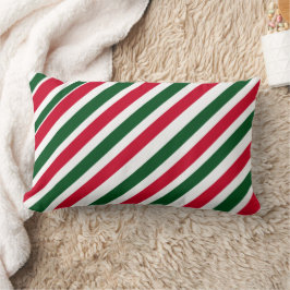 Peppermint Stick Stripes in Red, Green, and White Kussen
