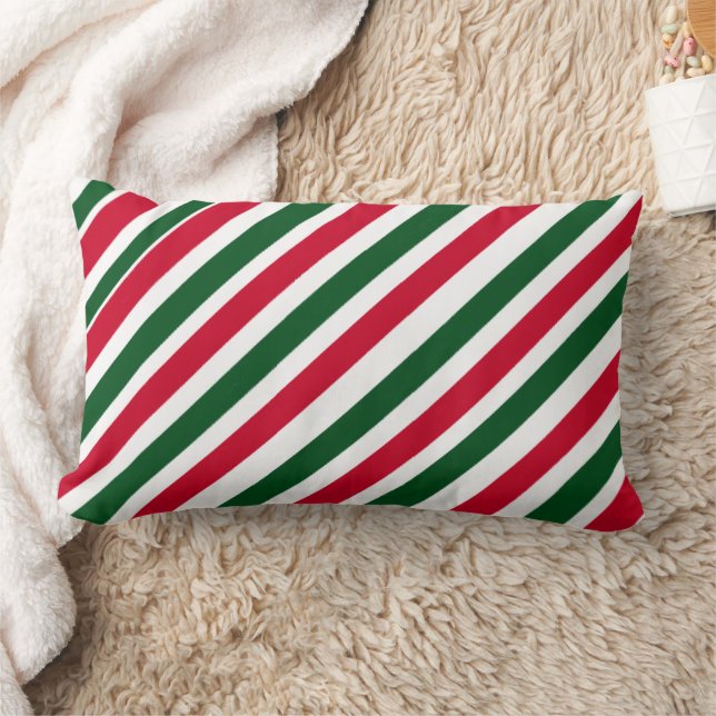 Peppermint Stick Stripes in Red, Green, and White Kussen (Deken)