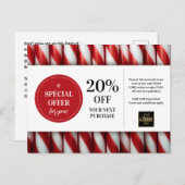 Peppermint Sticks Kerstmis Custom Coupon Korting Briefkaart (Voorkant / Achterkant)